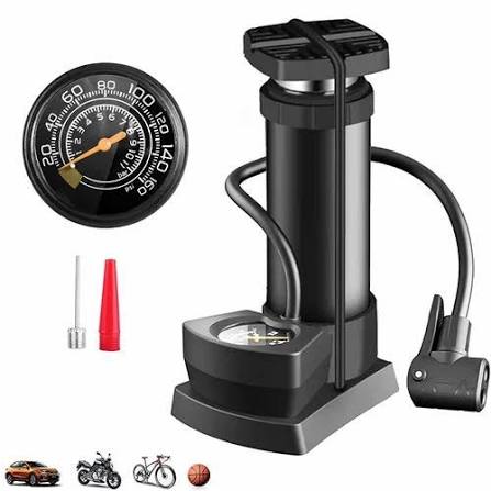 Foot & Hand Air Pump with Pressure Gauge for Car, Bike & Bicycle Tires | Portable Manual Inflator for Balls & Inflatables