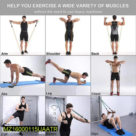 11 Piece Power Resistance Band Set for Men & Women – Adjustable Resistance Tubes with Handles, Door Anchor & Carry Bag for Home Gym, Strength Training, Yoga & Full Body Workout
