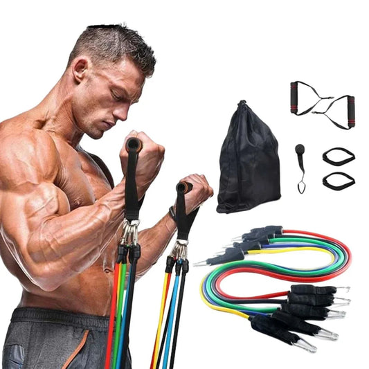 11 Piece Power Resistance Band Set for Men & Women – Adjustable Resistance Tubes with Handles, Door Anchor & Carry Bag for Home Gym, Strength Training, Yoga & Full Body Workout