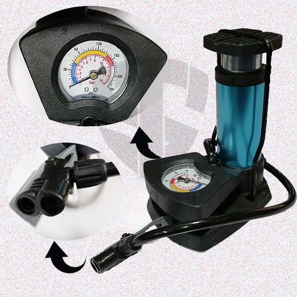 Foot & Hand Air Pump with Pressure Gauge for Car, Bike & Bicycle Tires | Portable Manual Inflator for Balls & Inflatables