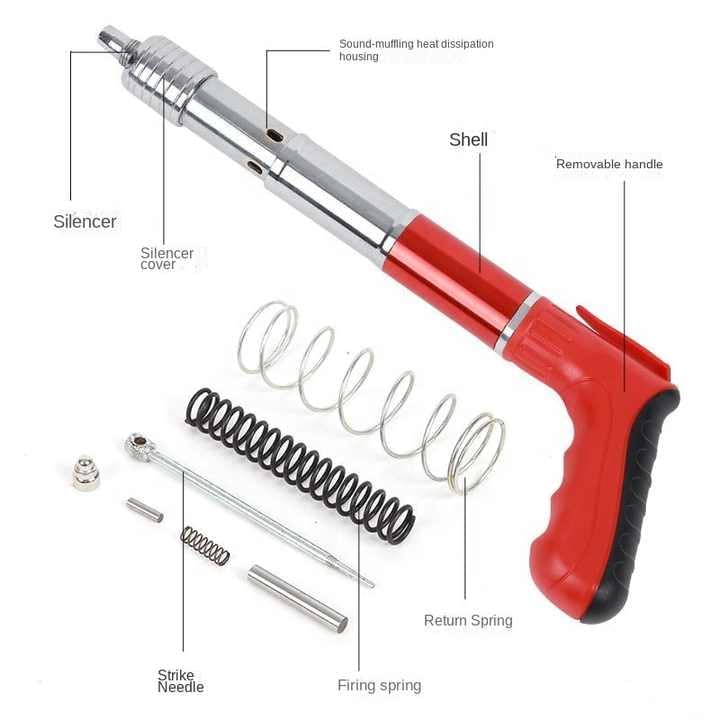Heavy Duty Manual Steel Nail Gun Set for Concrete Walls | Portable Wall Fastening Tool with Accessories