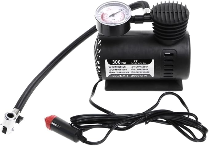 Mini 12V 300 PSI Portable Car Air Pump Electric Tyre Inflator Air Compressor for Cars, SUVs & Motorcycles