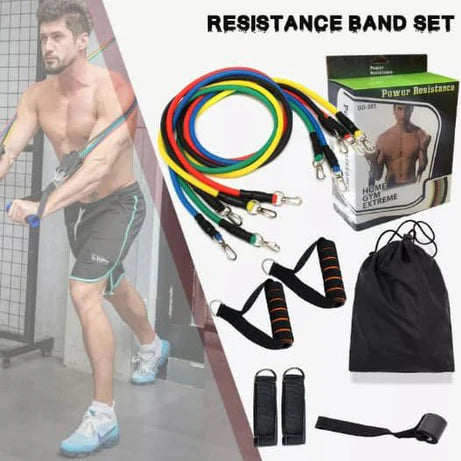 11 Piece Power Resistance Band Set for Men & Women – Adjustable Resistance Tubes with Handles, Door Anchor & Carry Bag for Home Gym, Strength Training, Yoga & Full Body Workout
