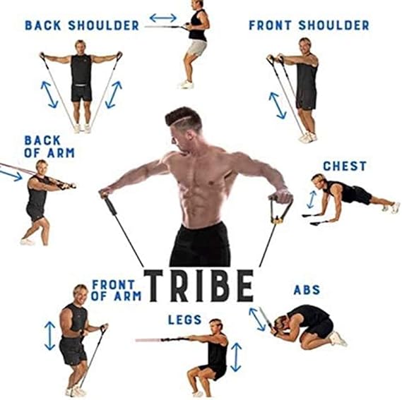 11 Piece Power Resistance Band Set for Men & Women – Adjustable Resistance Tubes with Handles, Door Anchor & Carry Bag for Home Gym, Strength Training, Yoga & Full Body Workout
