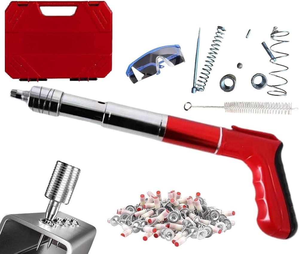 Heavy Duty Manual Steel Nail Gun Set for Concrete Walls | Portable Wall Fastening Tool with Accessories