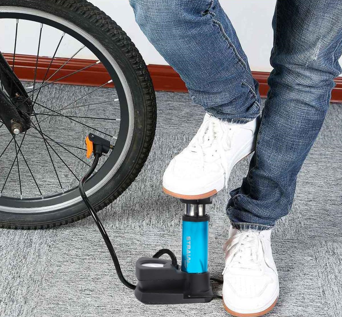 Foot & Hand Air Pump with Pressure Gauge for Car, Bike & Bicycle Tires | Portable Manual Inflator for Balls & Inflatables