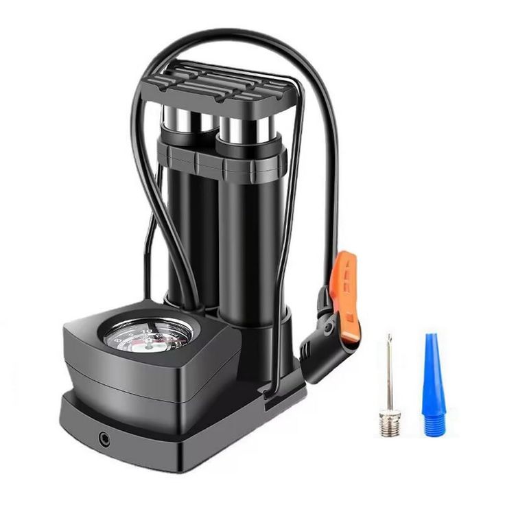 Double Cylinder Foot Pump with Pressure Gauge – Heavy-Duty High-Pressure Tyre Inflator for Car, Bike & Motorcycle