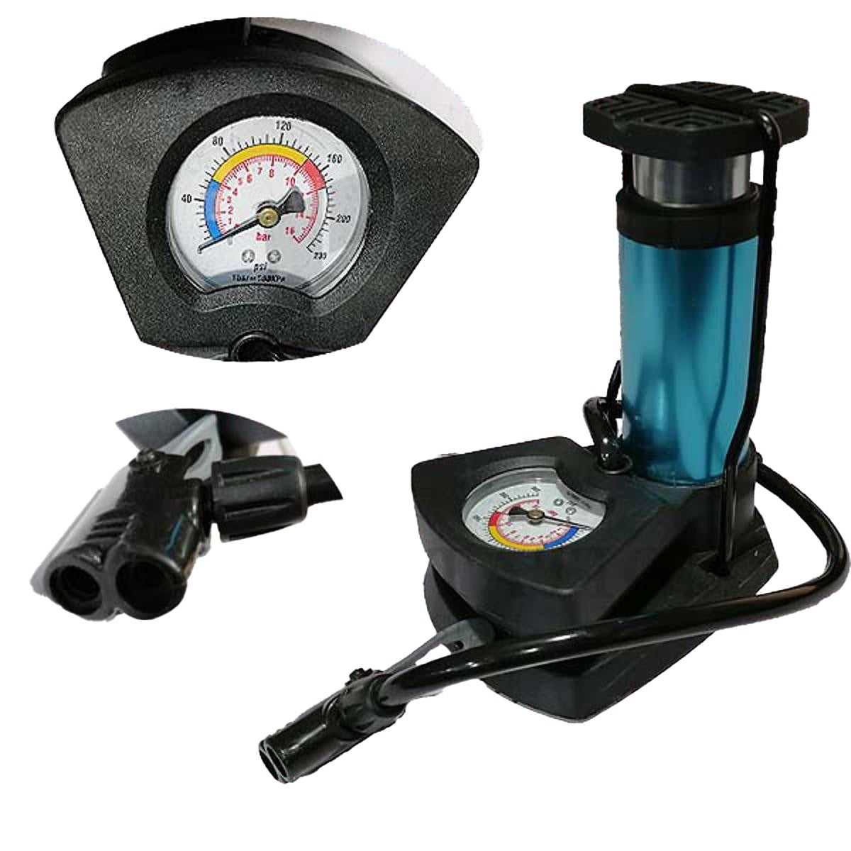 Foot & Hand Air Pump with Pressure Gauge for Car, Bike & Bicycle Tires | Portable Manual Inflator for Balls & Inflatables