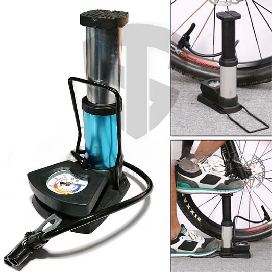 Foot & Hand Air Pump with Pressure Gauge for Car, Bike & Bicycle Tires | Portable Manual Inflator for Balls & Inflatables