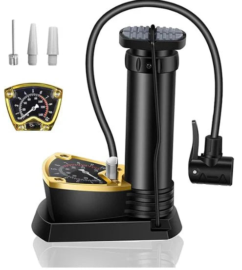 Foot & Hand Air Pump with Pressure Gauge for Car, Bike & Bicycle Tires | Portable Manual Inflator for Balls & Inflatables