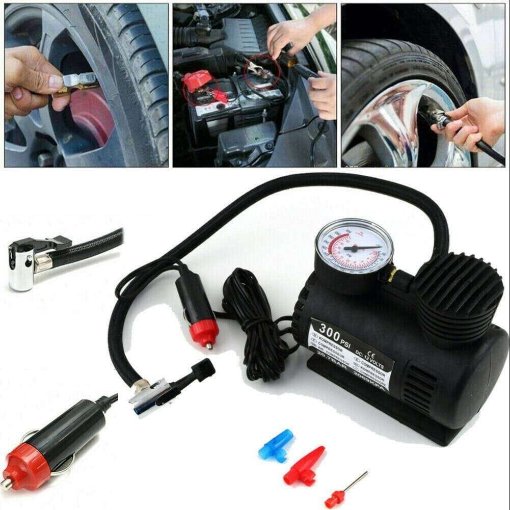 Mini 12V 300 PSI Portable Car Air Pump Electric Tyre Inflator Air Compressor for Cars, SUVs & Motorcycles