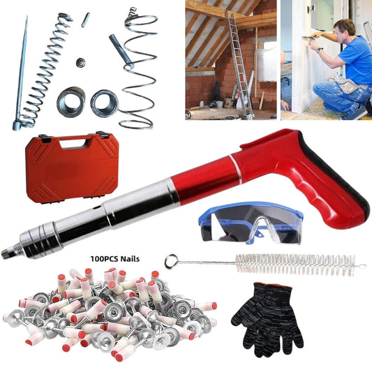 Heavy Duty Manual Steel Nail Gun Set for Concrete Walls | Portable Wall Fastening Tool with Accessories